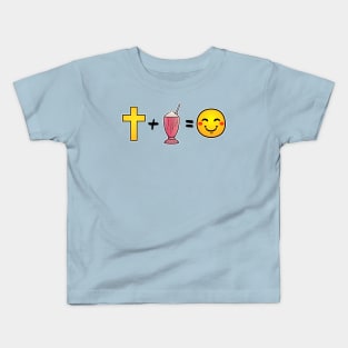 Christ plus Strawberry Milkshakes equals happiness Kids T-Shirt